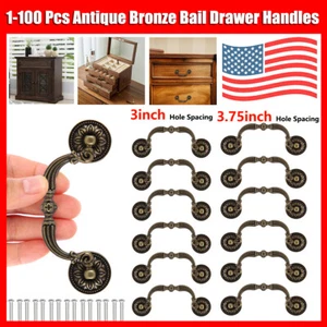 1-100 Stck. Antik Bronze Bügel Schublade Kommode Griffe Vintage Fall Schrankgriffe - Bild 1 von 14