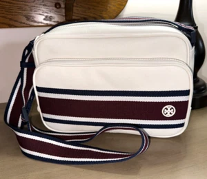 Nuevo TORY BURCH Tory Sport Tenis Rayas Bandolera Monedero AGOTADO - Imagen 1 de 10