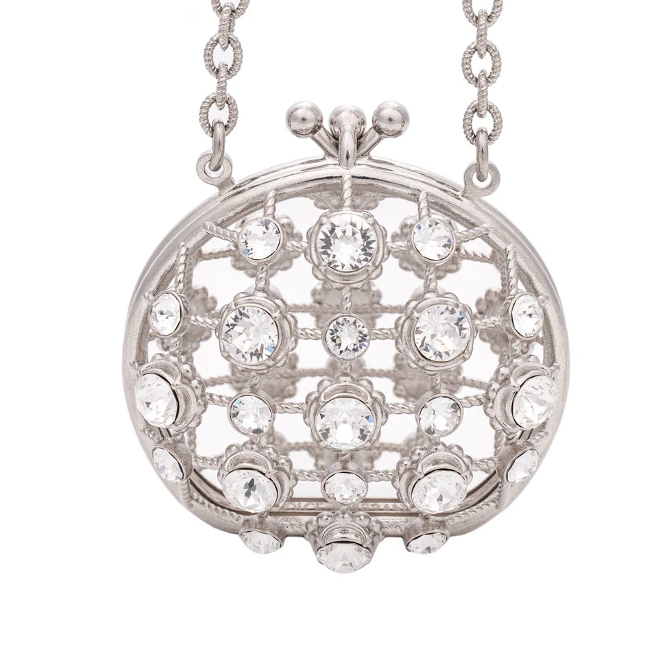 DOLCE & GABBANA Jaula de Cristal Bolso sin asas Colgante Cadena Collar Plata 12714 Foto 1 de 4