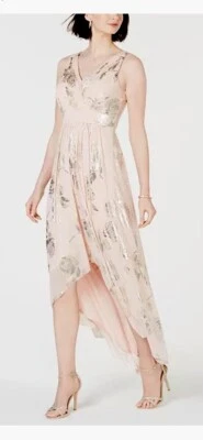 Vestido de Noche JESSICA HOWARD Rosa Rubor Metálico Rosas Brillantes Hada Talla 12 Foto 1 de 4