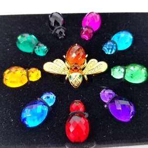 Joan Rivers Bee Pin Brooch Jewelry Change 10 Color Gem Stone J59401 Box NEW - Picture 1 of 13