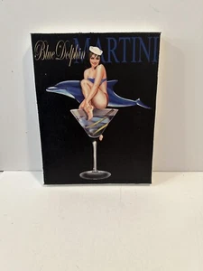 Blue Dolpgin Martini Bar Restaurant Canvas Decor Vtg Ralph Burch Pinup Risque - Picture 1 of 3