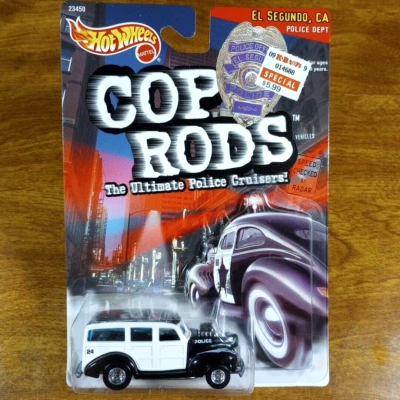 Hot Wheels Cop Rods '40's Woodie White Black Real Riders El Segundo Police 1999 - Imagem 1 de 3