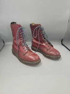 Dr. Martens '1490' Burgundy Boots 8 EU 42 10-Eyelet VTG Red Leather England - Picture 1 of 17