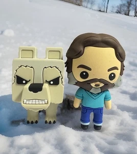 Minecraft Movie Figural Bag Clip Keychain Steve + Dennis The Wolf Character Lot - Picture 1 of 6