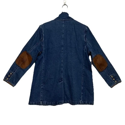Chaqueta vaquera vintage Orvis Denim blazer pátina cuero parche en el codo para mujer talla 12 Foto 1 de 4