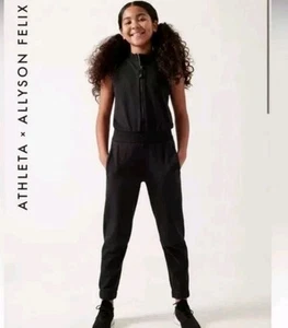 Athleta Girl X Allyson Felix Legend Black Girl's Jumpsuit Size 8-10 Tank Fleece - Picture 1 of 9