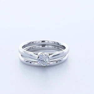 0.5ct Natural Diamond G/VS2 Round 14K White Gold Classic Solitaire Bridal Set - Picture 1 of 5