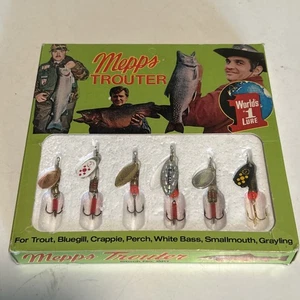 Vintage Brand New Mepps Trouter Spinner Kit 6 Lures Cool Box Set - Picture 1 of 8