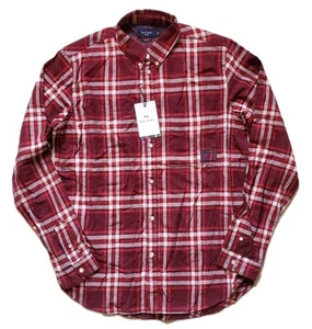 PAUL SMITH Shirt Overshirt Mens M Classic Fit Thick Flannel Red Check - Picture 1 of 11