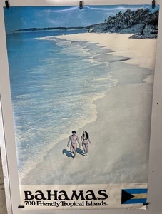 Original Bahamas Travel Bureau 1960’s Travel Poster Airline Railroad Caribbean - Picture 1 of 6