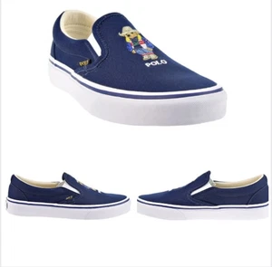 Polo Ralph Lauren Men's Keaton Slip-On Sneaker Shoes Bear 9 D NEW 816877739-001 - Picture 1 of 8