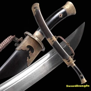 Excelente espada Dao oficial chino Qing de acero doblada hecha a mano espada ancha  - Imagen 1 de 10