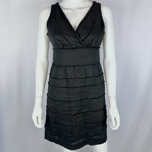 Talbots 4 Petite 100% Linen V-Neck Sleeveless Short A-Line Little Black Dress - Picture 1 of 9