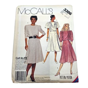 McCall’s 3386 VTG 80s Fashion Dresses in 3 Variations Sz 12-16 Pattern UNCUT FF - Picture 1 of 6