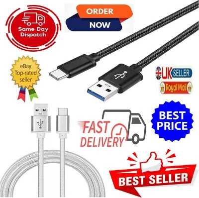 NEW FAST Nylon PVC FOR SAMSUNG USB Type C LG G5 Xperia XZ HTC 10 HUAWEI P9 P10 - Image 1 of 3