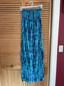 Xhilaration Womens Long Maxi Dress Stretchy Top Tie Dye Blue Size Medium - Picture 1 of 5
