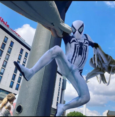 Nuevo Mono Blanco Spider-Man Anti-Veneno Juegos con disfraces Hombres Body Disfraz Halloween  Foto 1 de 4