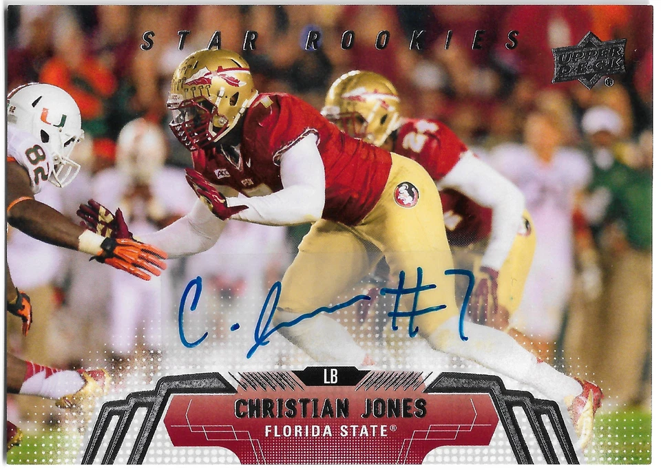 2014 Upper Deck Star Rookies Auto Christian Jones #82 Auto RC Seminoles - Image 1 of 2