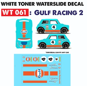 WT061 White Toner Waterslide Decal GULF RACING 2 For Custom 1:64 Hot Wheels - Picture 1 of 6