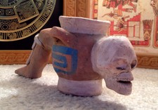 Pagan Aztec Incense Burner Sahumador Cult of Mictlantecuhtli God of the Dead 7in