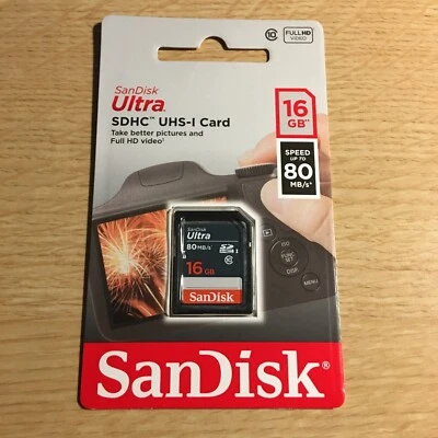 SanDisk 16GB Ultra Class 10 UHS-I SD SDHC Memory Card Speed up to 80MB/s - Image 1 of 2