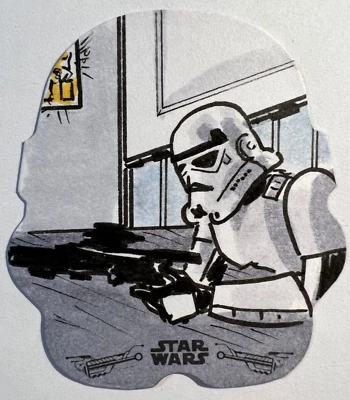 Stormtrooper by ADAM TALLEY (( 1/1 DIE-CUT Sketch )) 2018 Star Wars B&W New Hope - Image 1 of 2