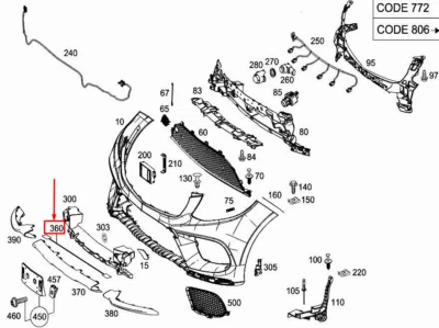 НОВЫЙ MERCEDES-BENZ ML W166 ПЕРЕДНИЙ БАМПЕР ЖГУТ ПРОВОДОВ A1664406213 - Изображение 1 из 4