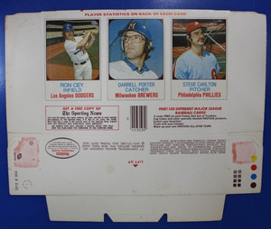 1975 Hostess King Dons, #'s 61/62/63 Ron Cey, Porter, Steve Carlton Complete Box