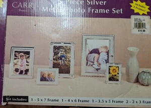 CARR 5 Piece Silver Metal Photo Frame Set - Picture 1 of 2