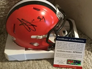 OLIVIER VERNON Signed Autographed CLEVELAND BROWNS SPEED Mini Helmet PSA DNA - Picture 1 of 5