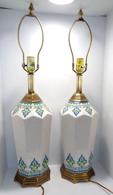 PAIR OF 1970'S WESTWOOD INDUSTRIES "ISLAMIC PATTERN"? TABLE LAMPS, DOUBLE SIGNED - Image 1 of 4