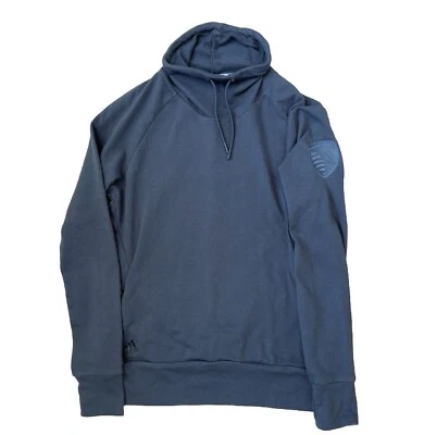 Adidas Sporting KC Womens M Funnel Neck Hoodie Blue Drawstrings Training Running - Image 1 of 4