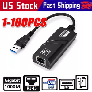 Adattatore di rete USB 3.0 Gigabit Ethernet LAN RJ45 1000Mbps per Windows PCMac LOTTO - Foto 1 di 12