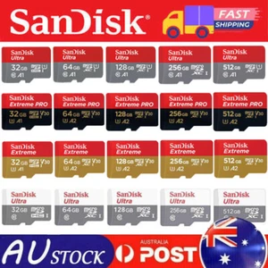 Micro SD Card SanDisk 32GB 64GB 128GB 256GB 512GB 1TB Ultra A1 A2 Class10 Memory - Picture 1 of 40