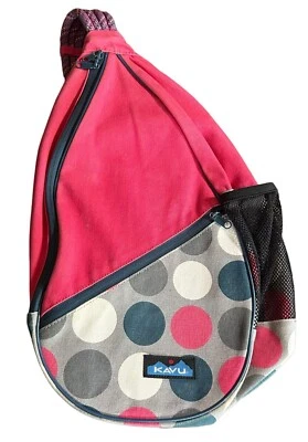 Kavu Rope Sling Bag Pink Polka Dot Crossbody Purse Shoulder Bag Tote Women's - Image 1 of 4