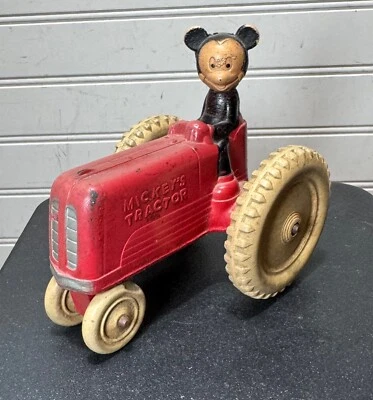 古董米奇拖拉机玩具太阳橡胶沃尔特迪斯尼制作米老鼠 — 第 1/4 张图片