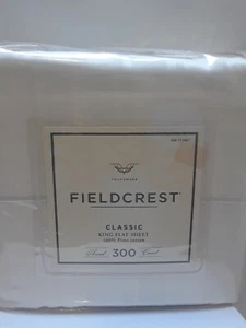 Fieldcrest Classic weiß gestreift 300 Fäden 1 King/Groß flaches Laken 100 % Pima-Baumwolle 2005 - Bild 1 von 12