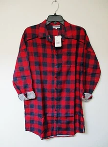 Pj Salvage WINTER ESCAPE Plaid Sleepshirt Small RED/Multi Cotton NWT $68 MSRP - Picture 1 of 8