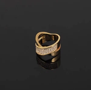 MK Gold Tone Crystal Sparkling Rings Size 7 New Free Shipping - Picture 1 of 2