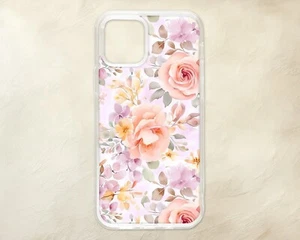 Custodia telefono rosa acquerello fiori pastello rose iPhone Samsung Motorola Pixel - Foto 1 di 1