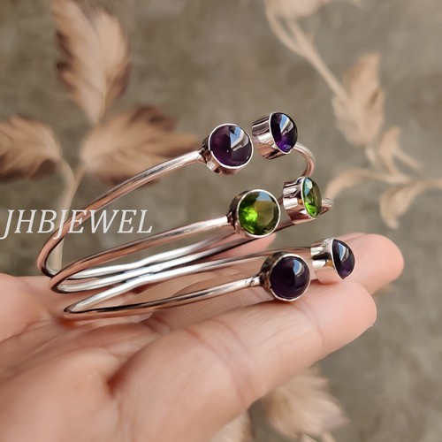 VALENTINO Braccialetto in argento sterling 925 con pietra preziosa taglio ametista e peridoto unisex gioielli