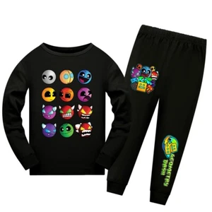 Geometry Dash 5-13 Year Old Boys' Pajama Set Round Neck Long Sleeve Casual Set - Picture 1 of 16