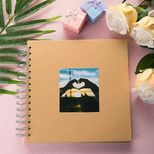 Handmade Scrapbook Spiral Family Wedding Memory Book Diy Kraft Paper Album - Picture 1 of 13