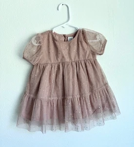 Vestido Baby Gap Niñas 12-18 Meses Malva y Oro Rosa Estrella Tul Usado en Excelente Condición - Imagen 1 de 3
