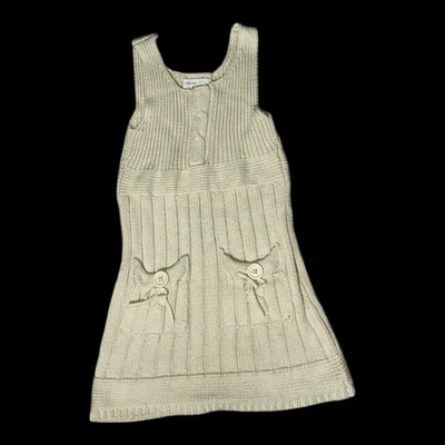 Vestido suéter feminino The Childrens Place 6X-7 malha creme cabo manga longa - Imagem 1 de 2