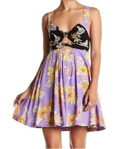 Mini Vestido Floral Free People Baby It's You en Púrpura Combo Talla M Recorte - Imagen 1 de 8