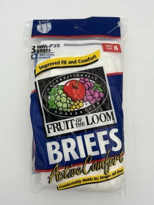 Vintage Fruit of the Loom Briefs 1996 3 Pack NIP Boys Size 8 NOS - Image 1 of 2