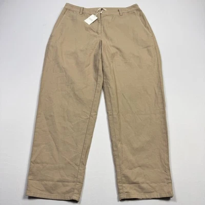 Pantalones chinos informales Eileen Fisher para mujer 8 algodón orgánico tostado cáñamo pierna ancha Foto 1 de 4
