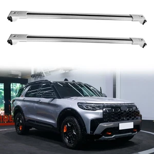 2Pcs Silver Roof Rail Rack Side Rail Cargo Bar Fits for Ford Explorer 2024 - Picture 1 of 4